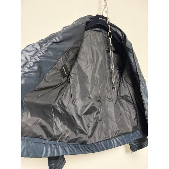 Gazzarrini Jacket Mens 50 Blue Quilted Moto Biker Full Zip Made in Italy Nylon - Picture 7 of 16